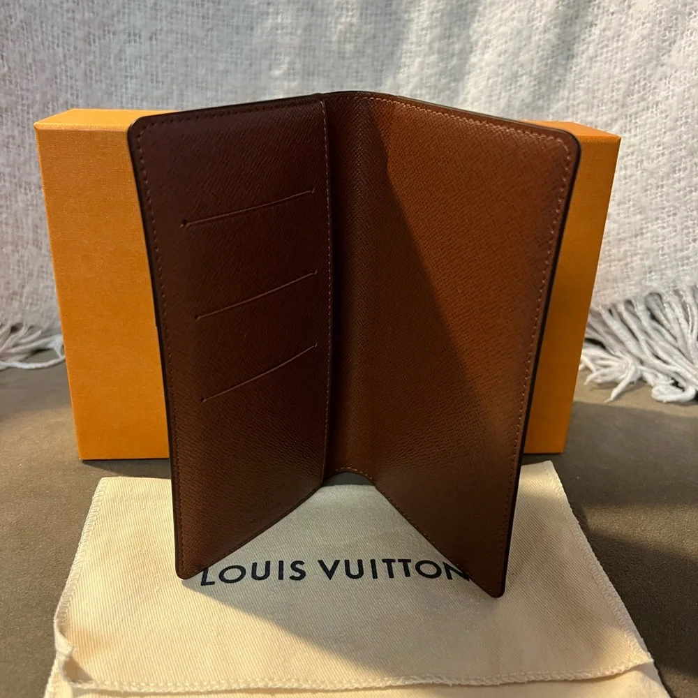 Louis Vuitton Brown Monogram check book/card holder- microchip